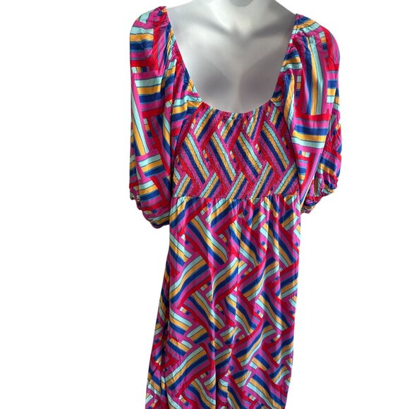 Proud Poppy Pippa Cut Out Multicolor Geometric Midi Dress Plus Size 22 - Picture 2 of 13